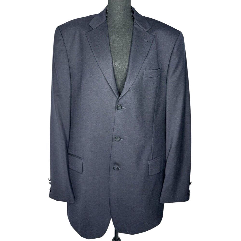 Joseph Abboud Men's Navy Wool Suit Jacket 44X - Made in USA, 3-Button, 100% Wool